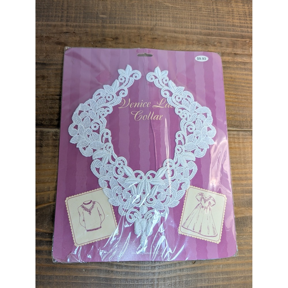 Hirschberg Schutz Venice Lace Collar White Floral Applique Sew On Trim VP7562-12